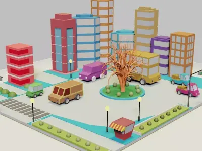 Low Poly Atmosphere of City Low-poly 3D model