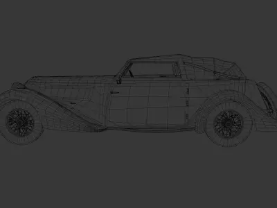 Vintage Roadster 1930s Classic Convertible Car Asset 3D model