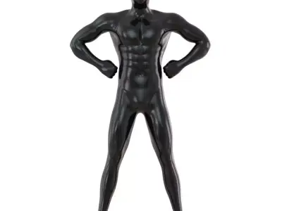 Male black mannequin in wide pose with arms on sides 97 3D model