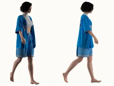 Female Baseball Fan Outfit Marvelous Designer 3D model