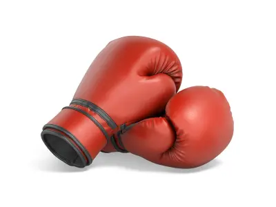 Red Leather Boxing Gloves - sparring kickboxing equipment  3D model