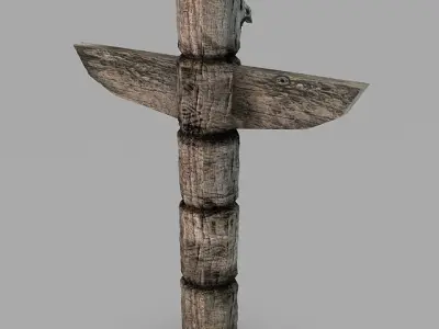 Totem pole Low-poly 3D model