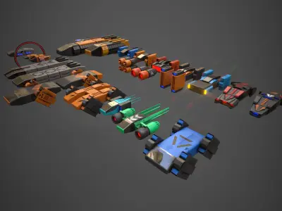 SciFi Hover Car Collection Low-poly 3D model