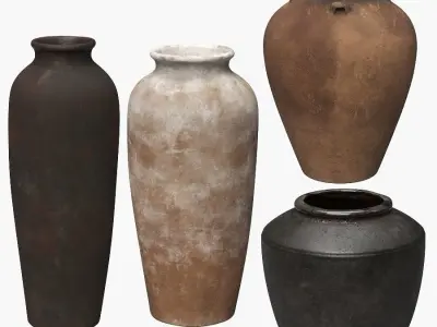 Artisan hand painted vases 03 3D model