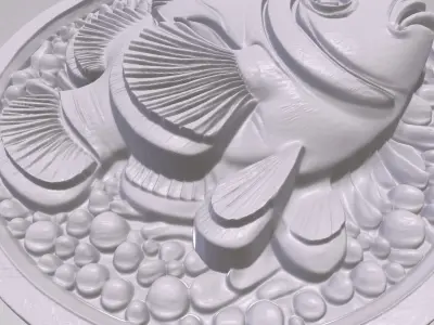 Clown Fish 3 basrelief for 3D printing 3D print model