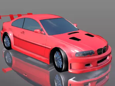 New Sports Car E-46 GTR Lowpoly 3D Model - Game Ready Asset Low-poly 3D model