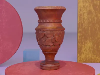Wood vase low-poly 3D model Low-poly 3D model
