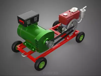 TURBINE POWER GENERATOR SET DIESEL ENGINE ALTERNATOR DYNAMO DIY 3D model