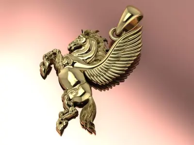 Pegasus Pendant Jewelry Brand Luxury Gold 3D print model