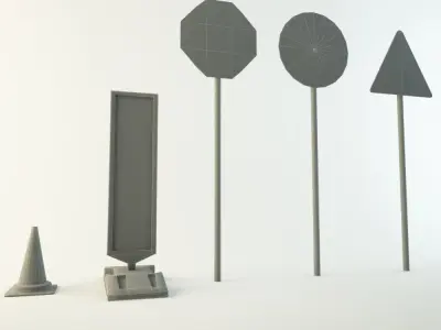 Road work signs 3D model