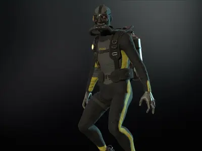 Zombie Diver Low-poly 3D model