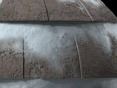 Roof Tile Materials 103- Snow Concrete Roofing - Seamless Pbr 4k Texture