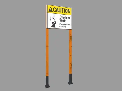 Caution Board Low-poly 3D model