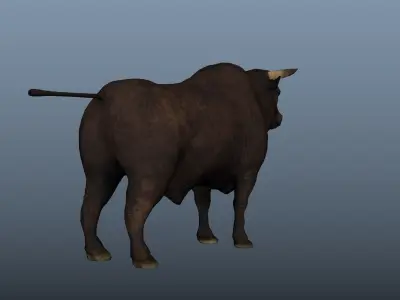 Bull RIg Animated Low-poly 3D model