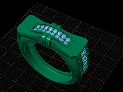 Print Ready STL 3DM  Gents Rings Diamond Men Ring  3D print model 75