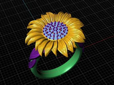 sunflower ring bend 3D print model