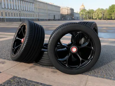 Alfa Romeo GTAm Wheels plus Tires 3D print model