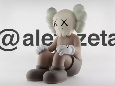 Kaws Companion Watching Textured Low-poly 3D model