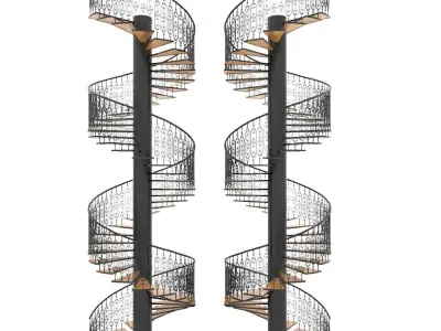 Spiral Stairs High detailed 3D model - 6 different angles 3D model