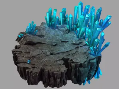 Stone Dragon Impossible - Long Cave Crystal Wall 01 3D model