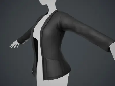 Female Black Jacket Style 2 Low-poly 3D model