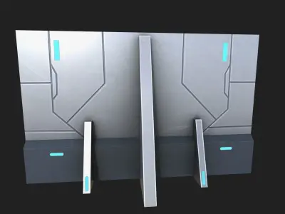 Scifi wall Low-poly 3D model