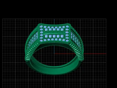 Print Ready STL 3DM  Gents Rings Diamond Men Ring  3D print model 196
