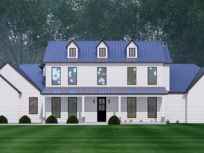 Ranch Farmhouse 3D Model  Classic American Country Home Exterior 3D model