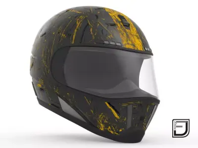 Black Grunge Helmet 04 3D model