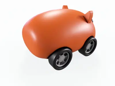 Cartoon Fox Car Cute Low-poly 3D model