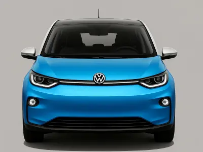 Blue and White Electric Car with a Modern Compact Design Low-poly 3D model