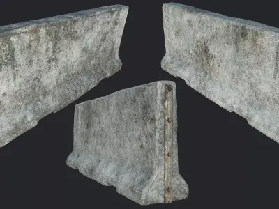 Large Concrete Barricade PBR Low-poly 3D model