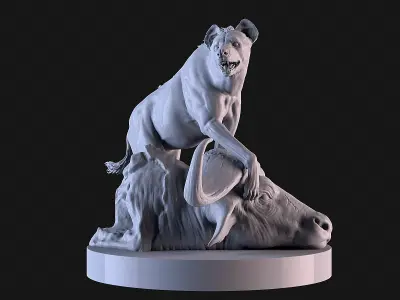 Hyena vs Buffalo  3D print model