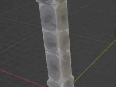 Stylized low poly hand painted pillar Free 3D model