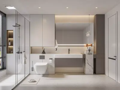 Minimalist White Bathroom 697 3D model