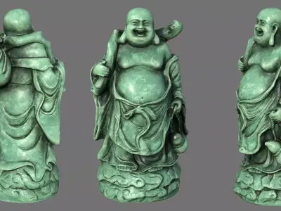 Laughing Buddha Statue Low-poly 3D model