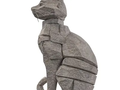 Rocky Cat Statue 3D model
