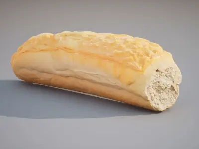 Baguette with cheese Game ready 5K triangles 4K PBR textures Low-poly 3D model