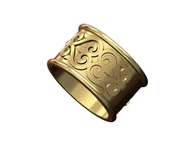 Wide floral scroll engraving cigar band US sizes 6to9 3D print model