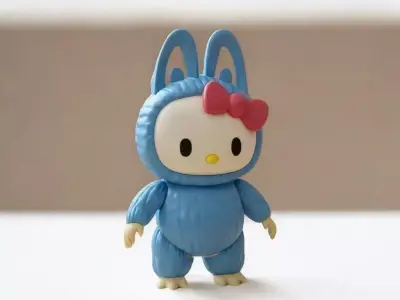 Labubu hello kitty keychain 3D print model