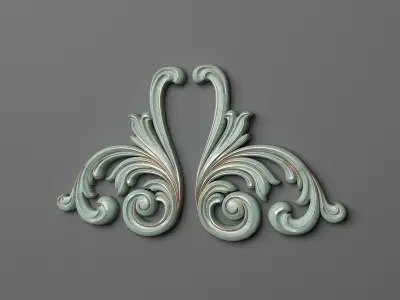 Onlay two ornate scrolls 3D print model