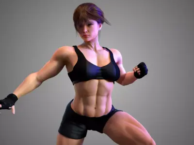 Female Asian BOX - MMA Fighter  3D model