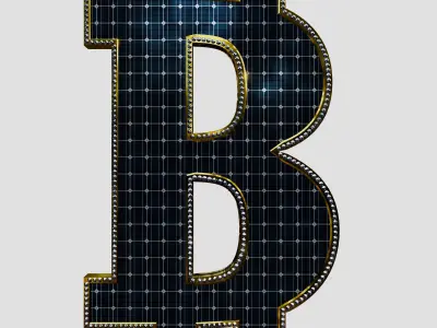 Solar Panel BTC Sign 3D model