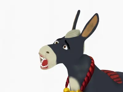 Donkey cartoon wearing scarf 3D model