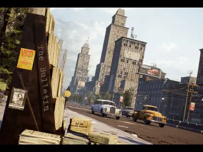 1950s NYC Environment Megapack Modular  Interiors and Characters Low-poly 3D model