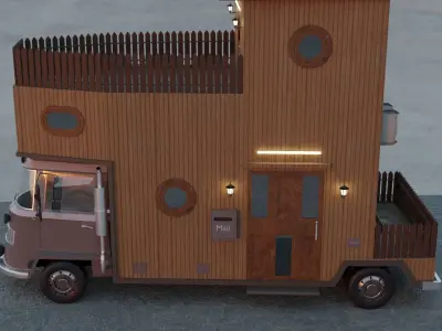 Caravan Truck  House Low-poly 3D model Low-poly 3D model