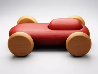 Minimal Wooden Toy Car 3D Model - Classic Smooth Design 3D print model