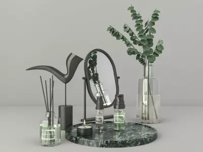 minimalist modern black decorative set 3D model