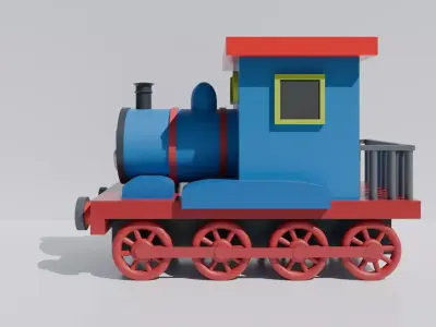 3D Cartoon Train Engine  Blender Model 3D model