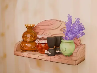 Kitchen Shelf Low-poly 3D model